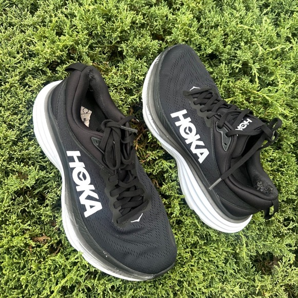 Hoka One One Shoes - Hoka Bondi 8 Women's Athletic Shoes Size 8 Black White